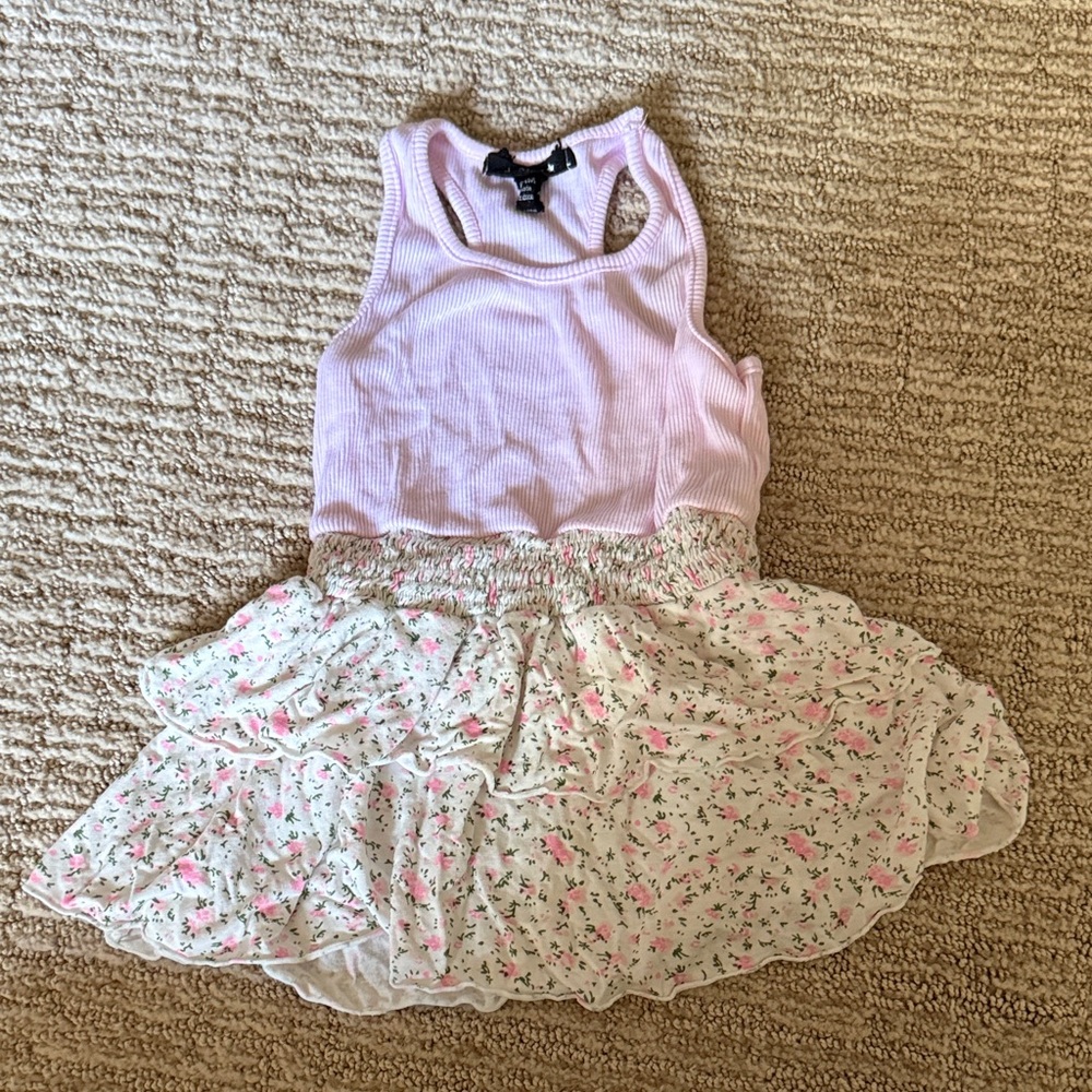 Flowers By Zoe (FBZ) Pink Dress Top with Floral Bottom - 24 Months